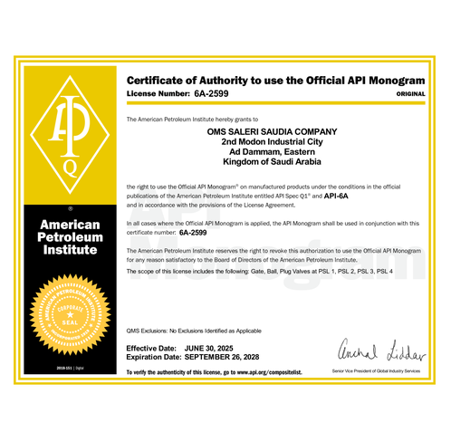 API 6A certificate