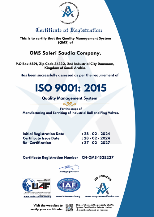 ISO 9001 certificate